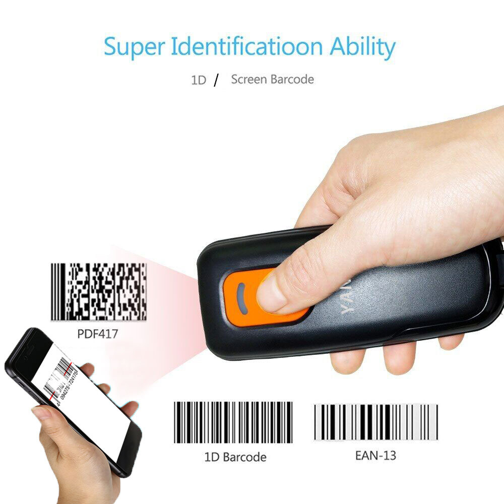 YZ 2.4Ghz Wireless Bluetooth Barcode Scanner USB Cordless 1D Barcode Reader New