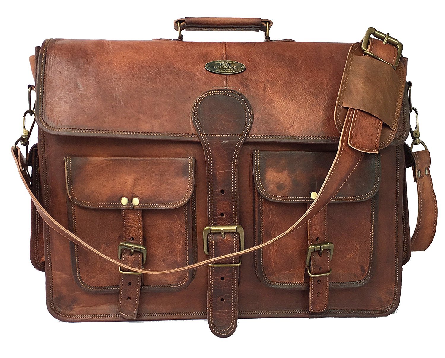 Men's Genuine Leather Vintage Laptop Handmade Briefcase Bag Satchel Messenger