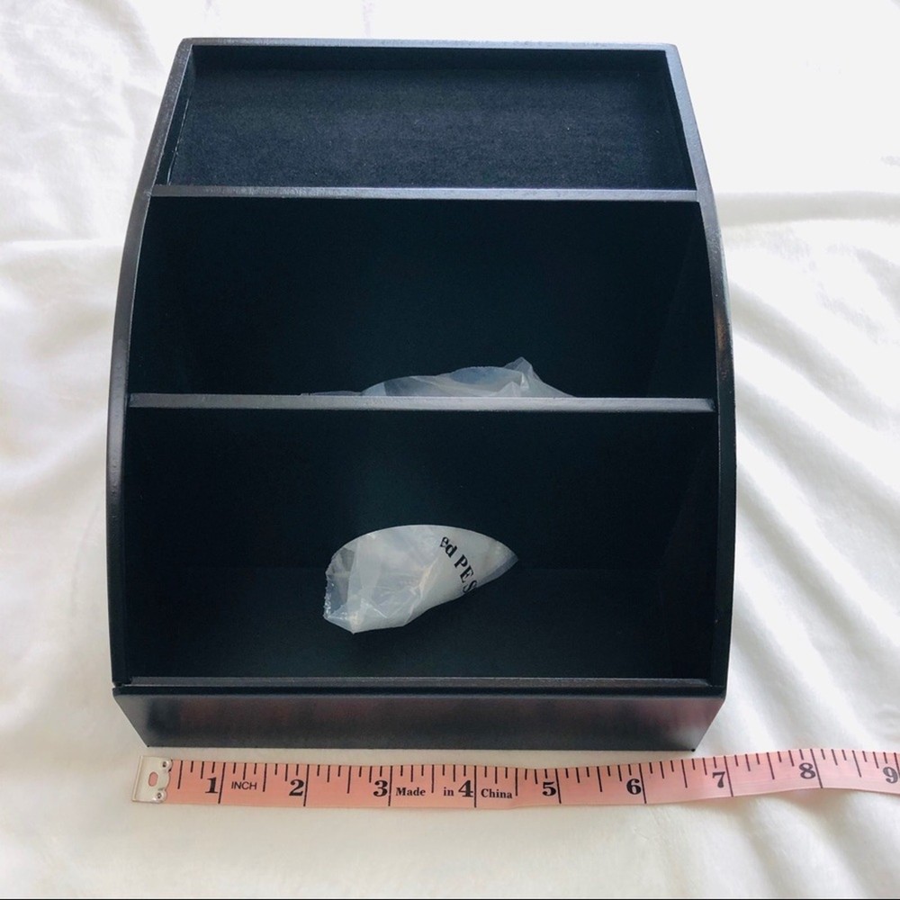 NIB Black Compact Charging Station Organize Multiple Devices HInged Back Panel