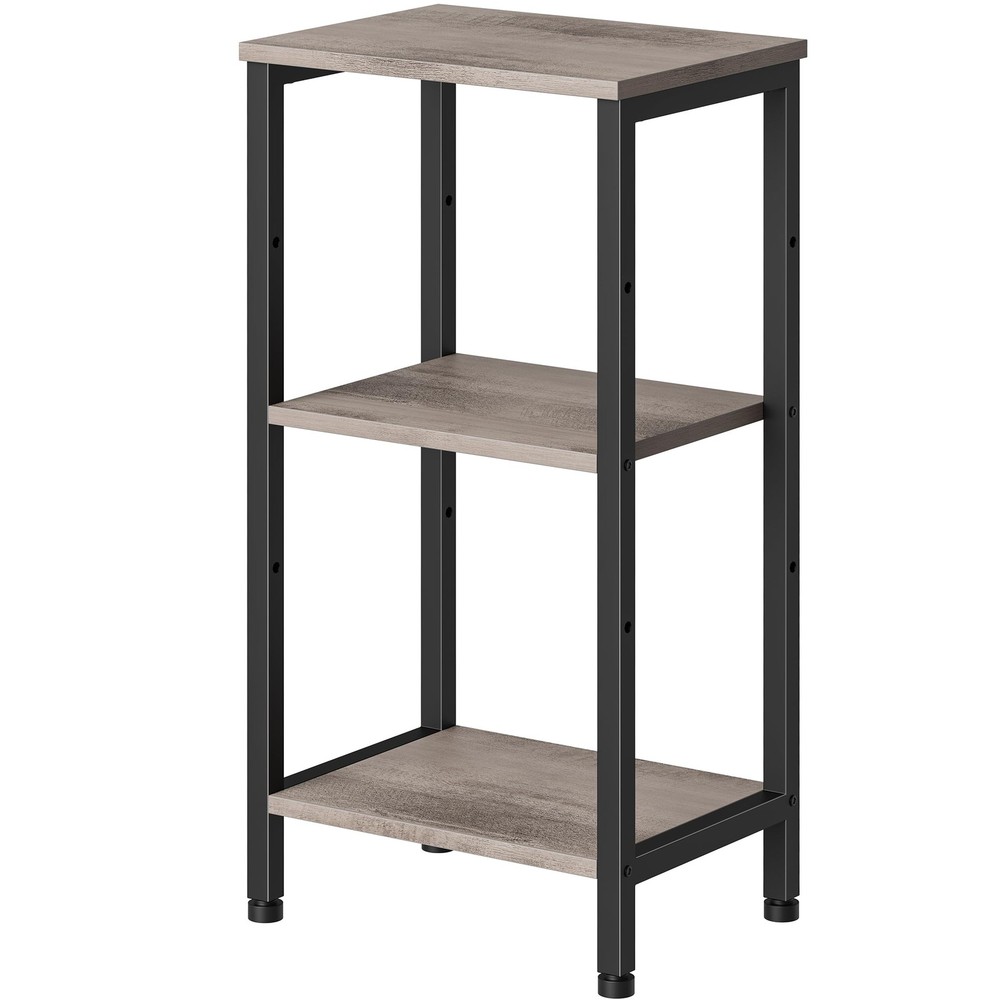 Small Grey Side Table, Tall End Table with Adjustable Shelf for Living Room, ...