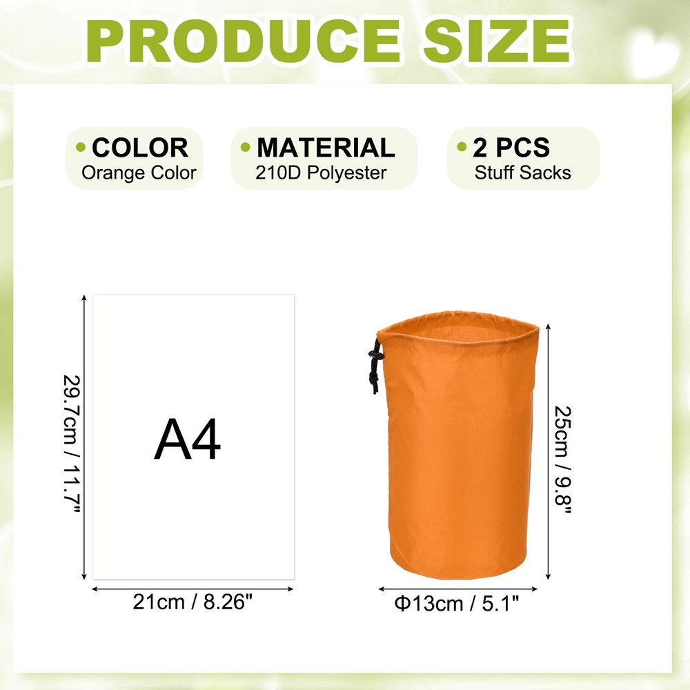 Drawstring Bag, Storage Bags, 5x10" & 2Pcs & Orange