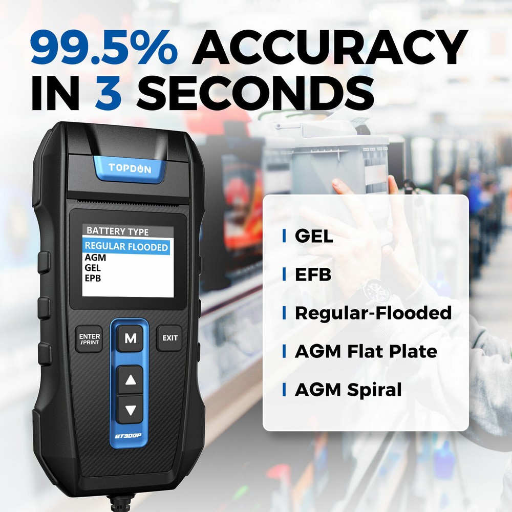 Auto Car Battery Tester with Printer 6V 12V Cranking Charging Load Test Analyzer