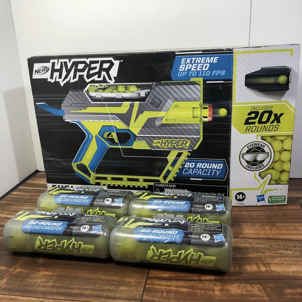 Nerf Hyper Fuel-20 Blaster Plus 4x 50 Round Reload Canister New sealed