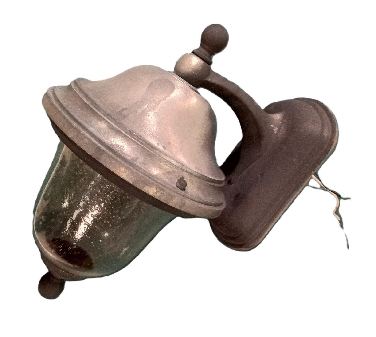 PAIR of Wall Lanterns Seeded Glass Vintage Light Fixtures Porch Lighting Outdoor