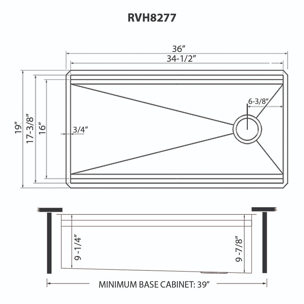 Ruvati 36" Workstation Dual Tier Undermount 16 Gauge Kitchen Sink- RVH8277