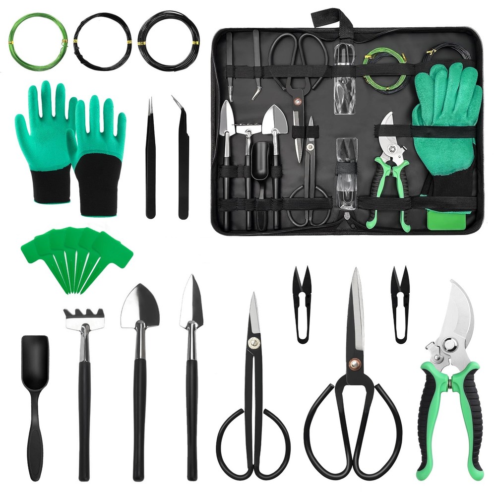 Bonsai Tools Set, 21 Pcs Bonsai Tool Kit for Beginners, Bonsai Pruning Kit, B...