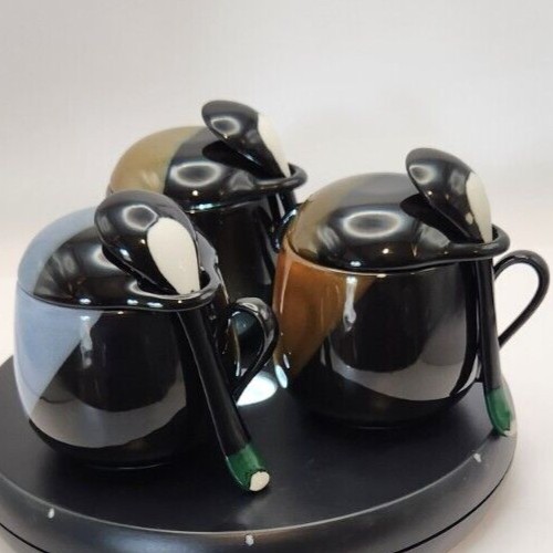Lidded Ceramic Tea Cup Set with Spoon Holder & Zester