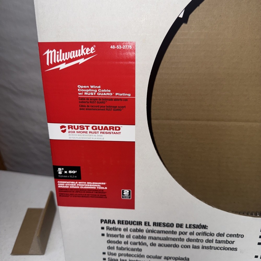 MILWAUKEE 48-53-2775 Open Wind Coupling Cable w/Rust Guard 5/8"x50'