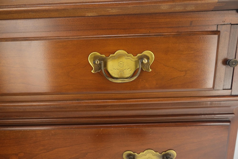 American Solid Cherry 4 Drawers Drop Front Secretary Desk Solid Brass Pulls MINT