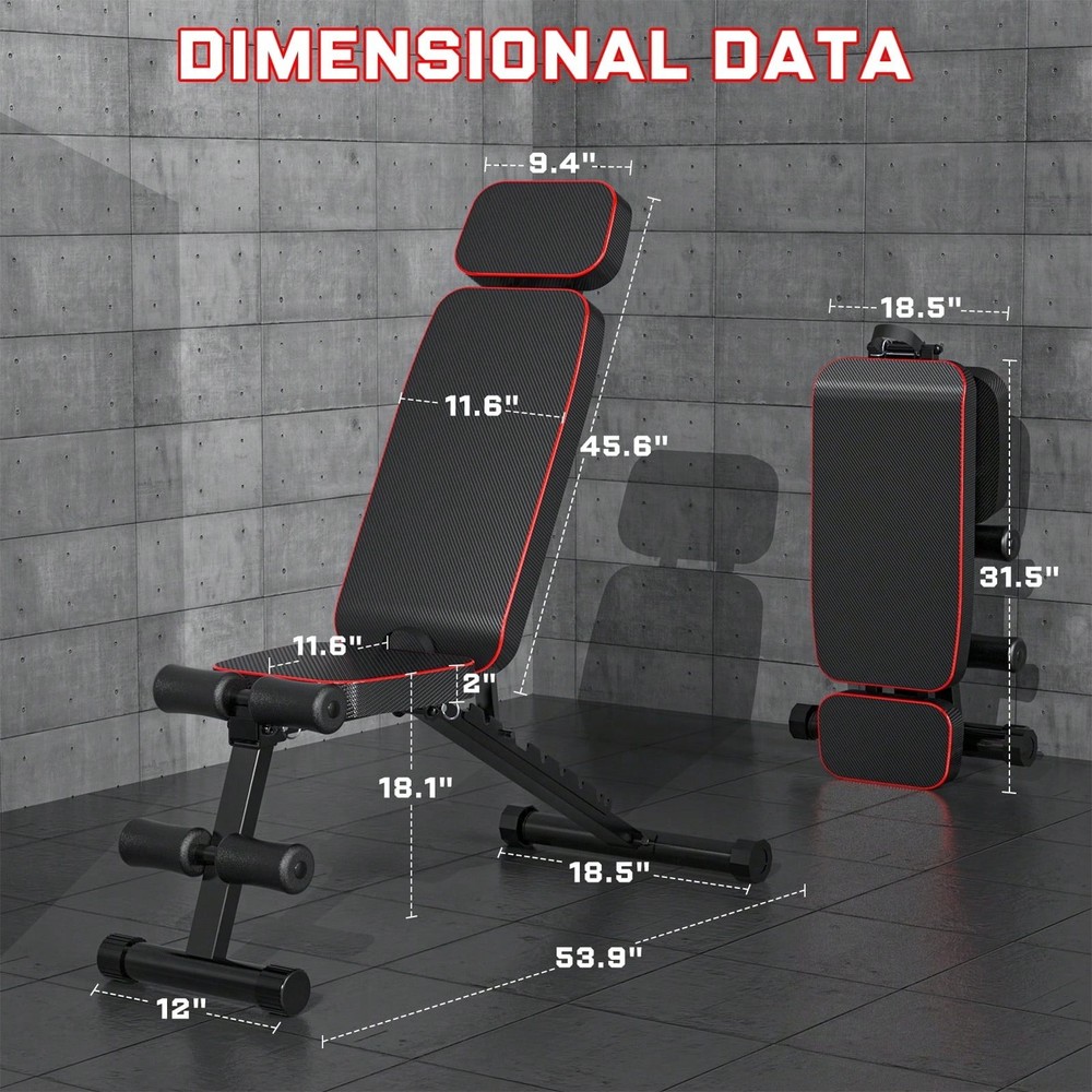 GIKPAL 9 Positions Adjustable Weight Bench, Foldable Workout Bench Weight-FGQA
