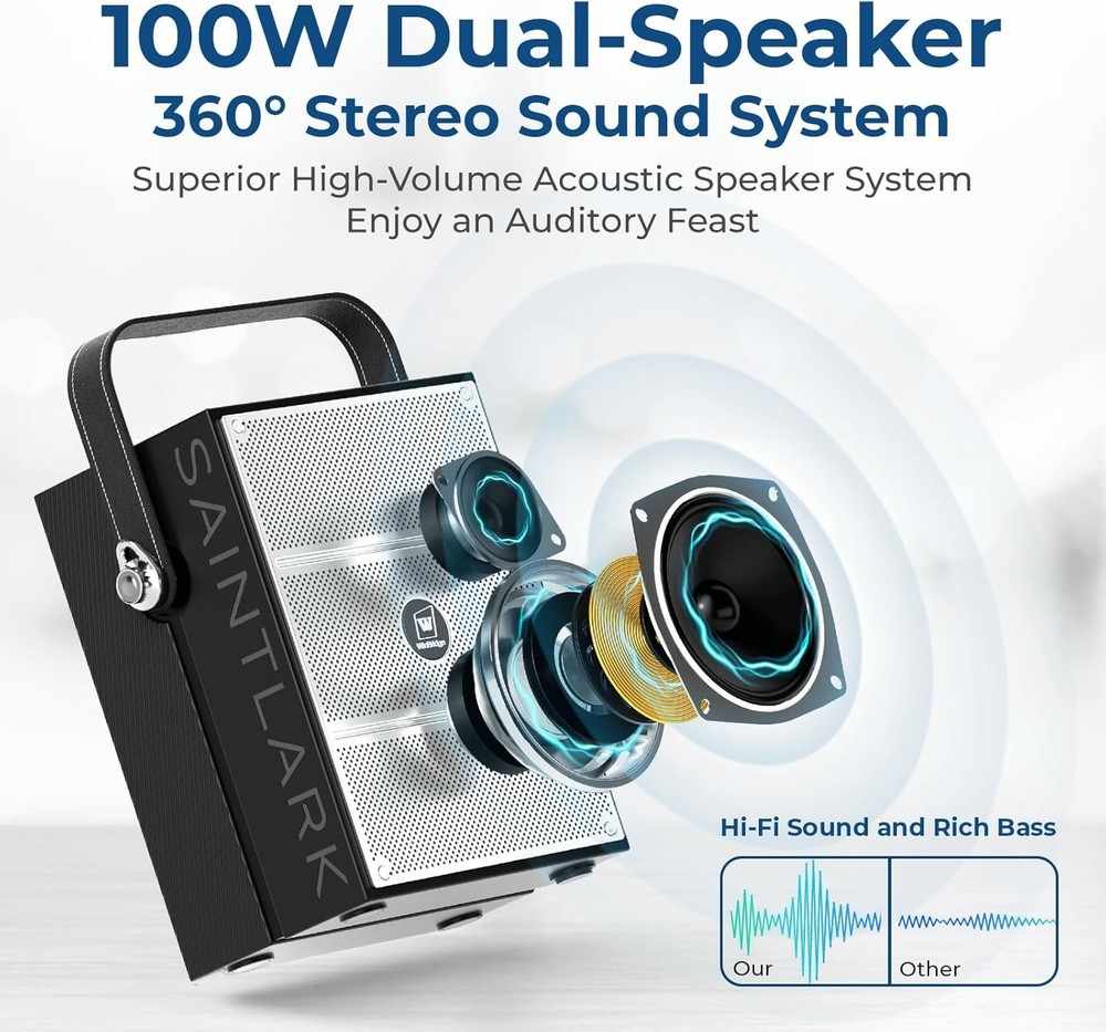 100W High-Power Amplifier (Including 2 Wireless Microphones) — Portable Speaker