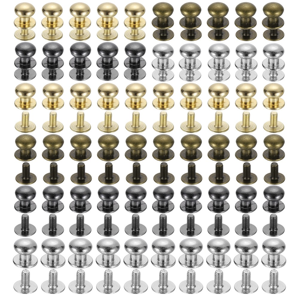 8mm Ball Head Stud Rivets Screw Back, 60Pack Button Nipple Rivet, 4 Colors