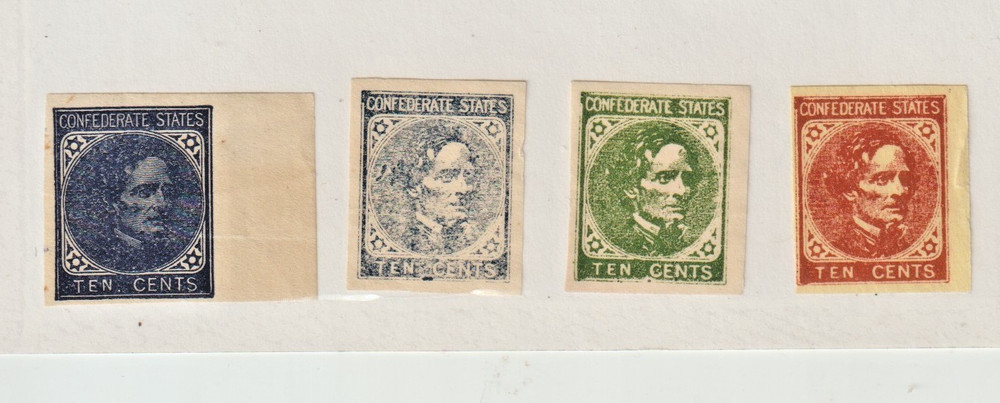 4 US  Jefferson Davis CSA Facsimiles Labels etc. Stamps like  Cinderella's