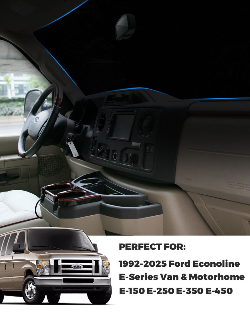 For Ford E Series E-150 E-250 E-350 E450 Van 1992-2025 Windshield SunShade Visor
