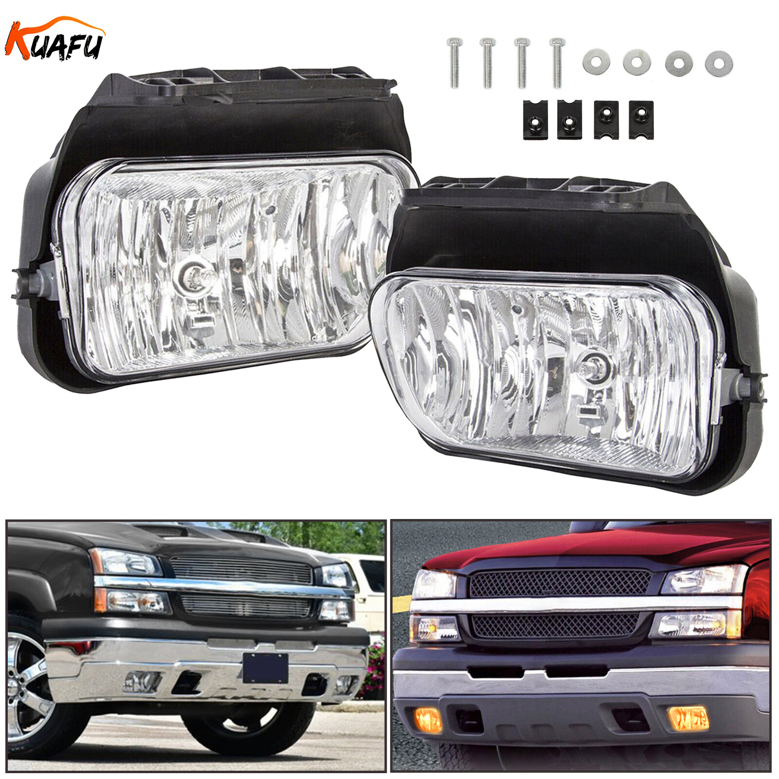 Bumper Fog Lights Lamps Left+Right Fit For 2003-2006 Chevy Silverado Avalanche