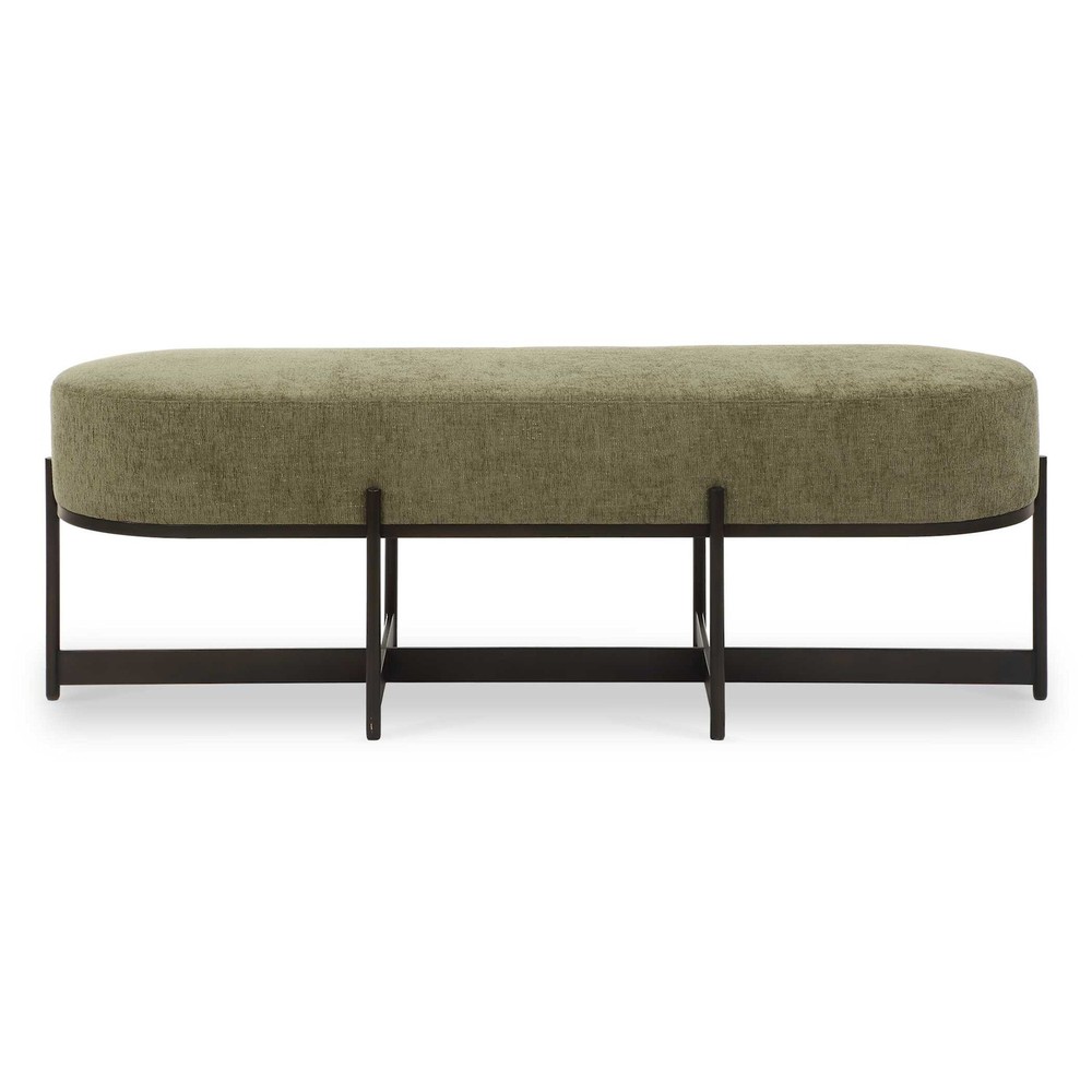 Uttermost 23924 Merino 57"W Iron Framed Polyester Bench - Bronze