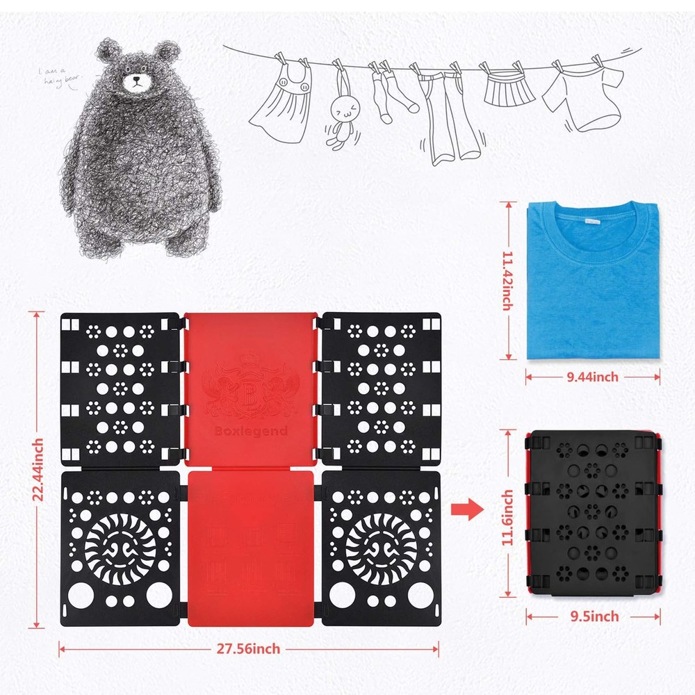 Black/Red Version 3 Shirt Folding Board T Shirts Clothes Folder Plastic