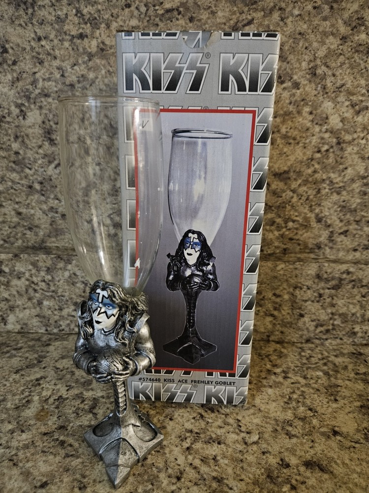 KISS Ace Frehley Goblet Wine Glass Spencer Gifts #574640 Rock Band Collectible