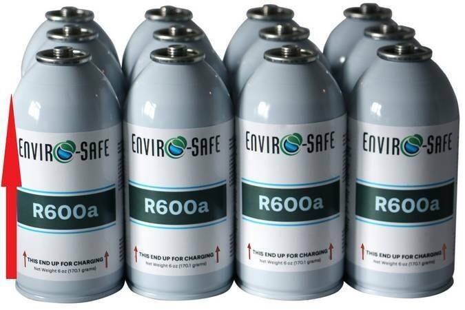 R600a UPRIGHT (12) 6 oz. Cans, Isobutane