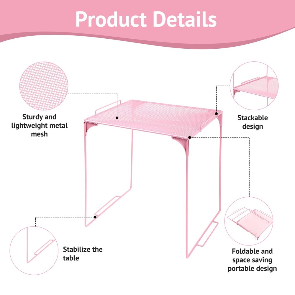 AUECOOME Stackable Locker Organizer Shelf for School Office Home - Light Pink