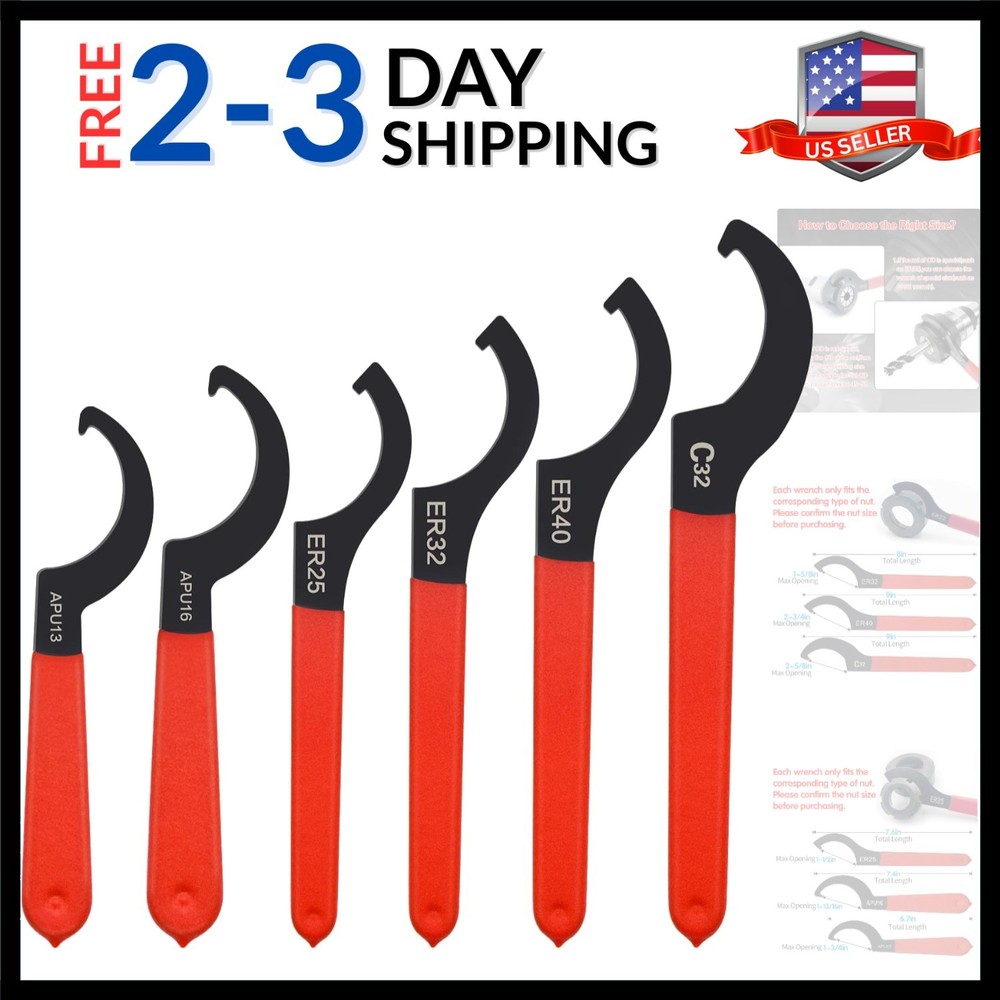 6pcs Coilover Spanner Wrench Set, C-Shape Shock Spanner Hook Wrench Tools, fo...