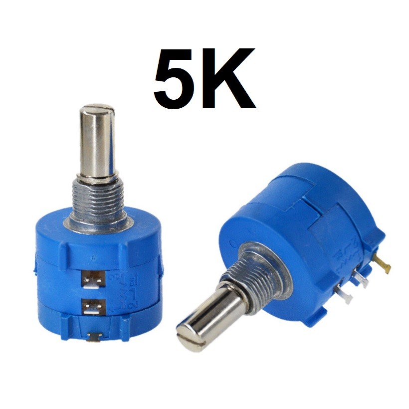 5K Ohm Rotary Potentiometer Variable Dial Resistor Precision 10-Multiturn Blue