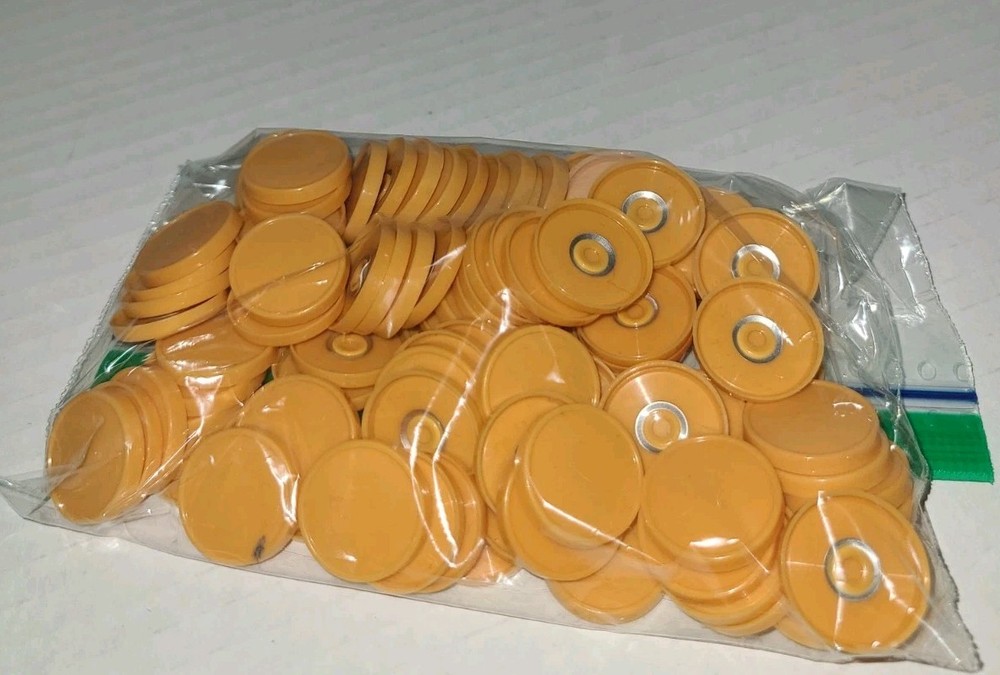Medicine Vial Caps light Orange small 100pcs