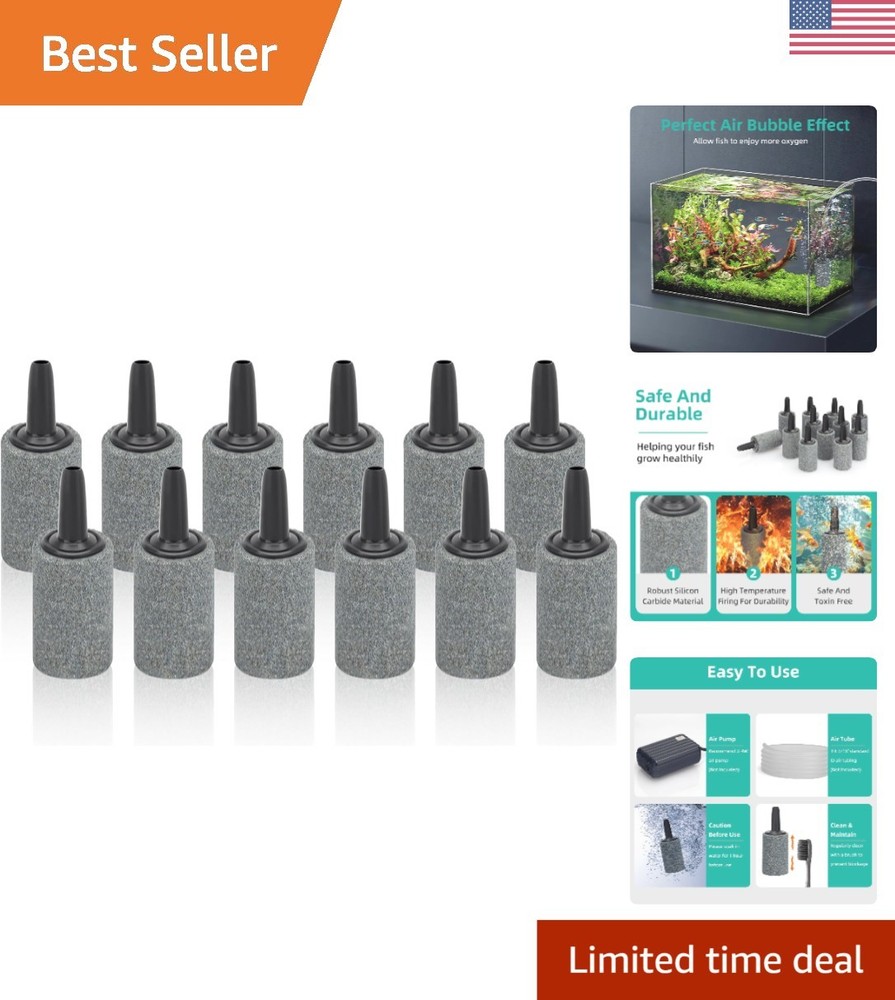 Efficient 1-Inch Air Stones for Aquariums - Durable Bubble Diffusers, 12 Pieces