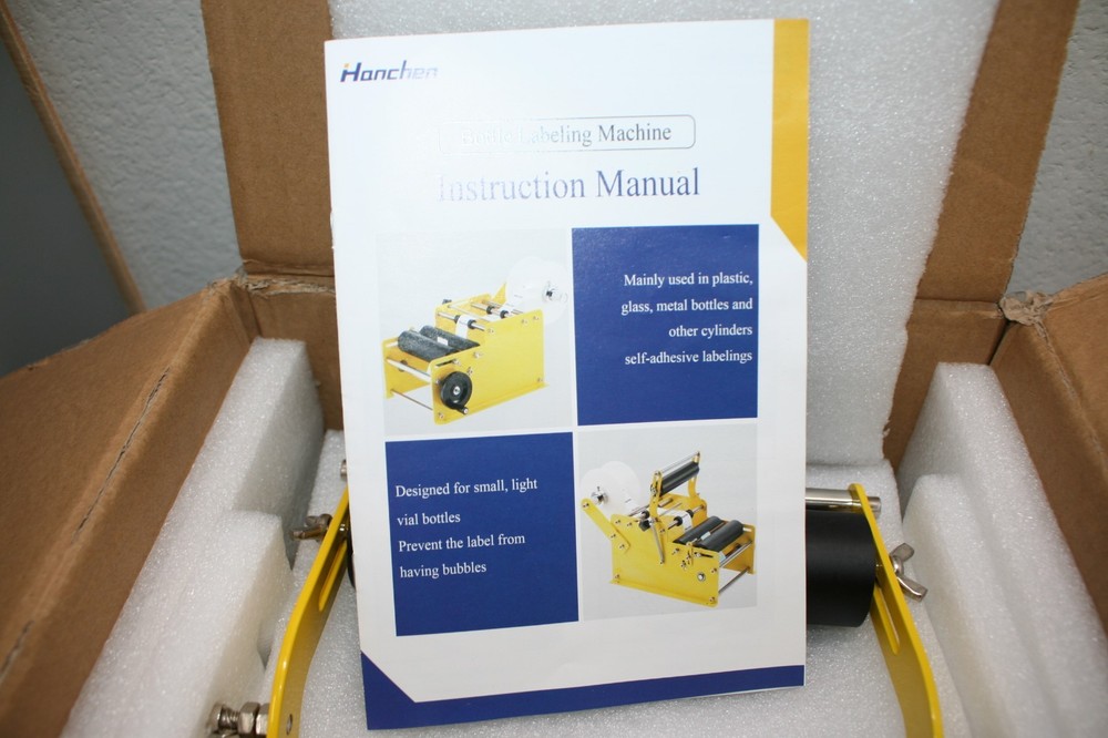 Hanchen Bottle Labeler Manual Round Labeling Machine Adjustable Label Applicator