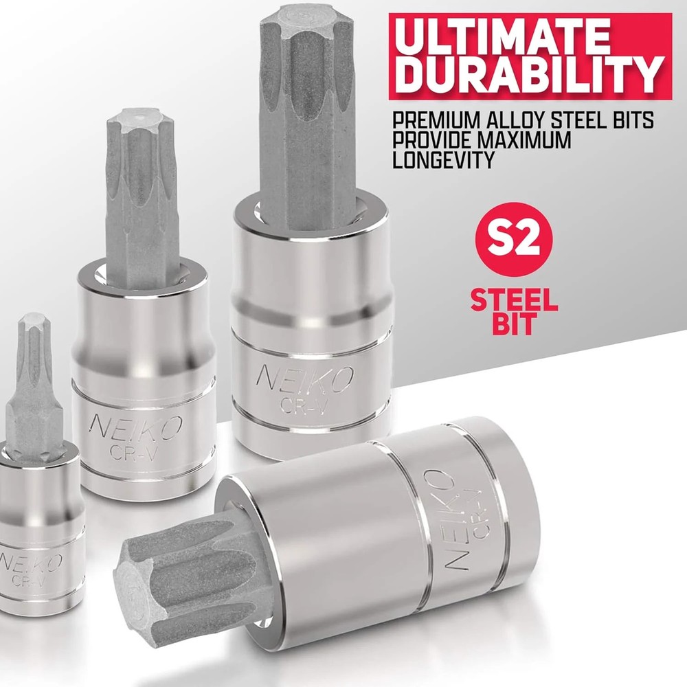 NEIKO 10083A Master Torx Bit Socket and External Torx Socket Set, S2 and CrV Ste