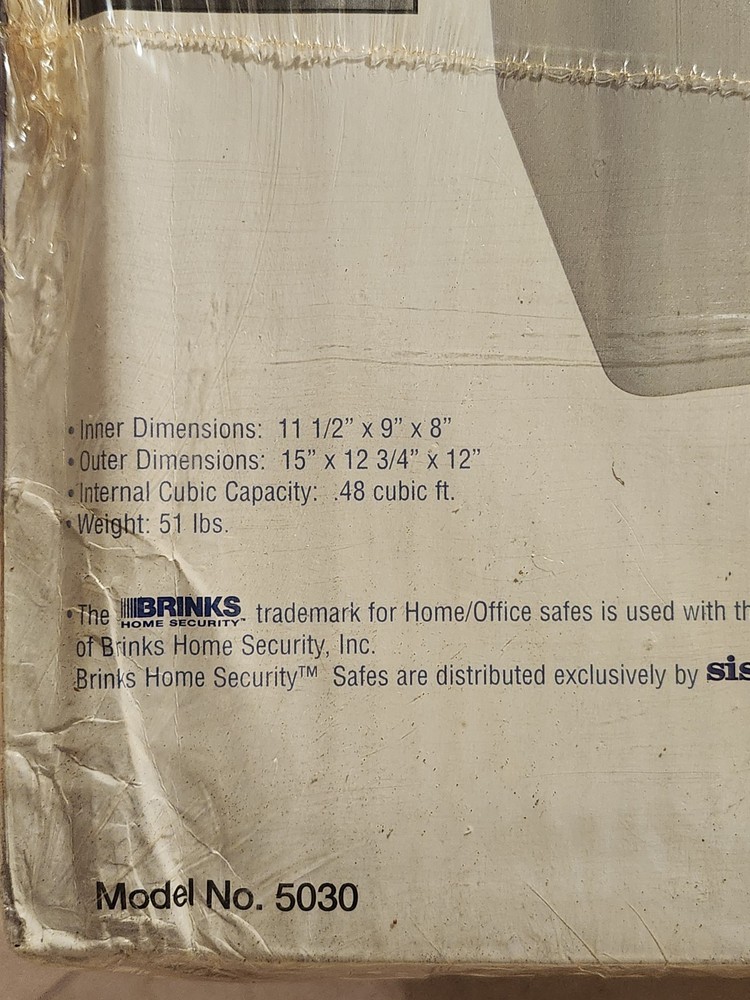 Brinks Home Security Locked Box Fire Safe Rated 1/2 Hour