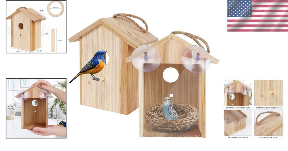 Transparent Window Bird Feeder, Easy Install Suction Cups