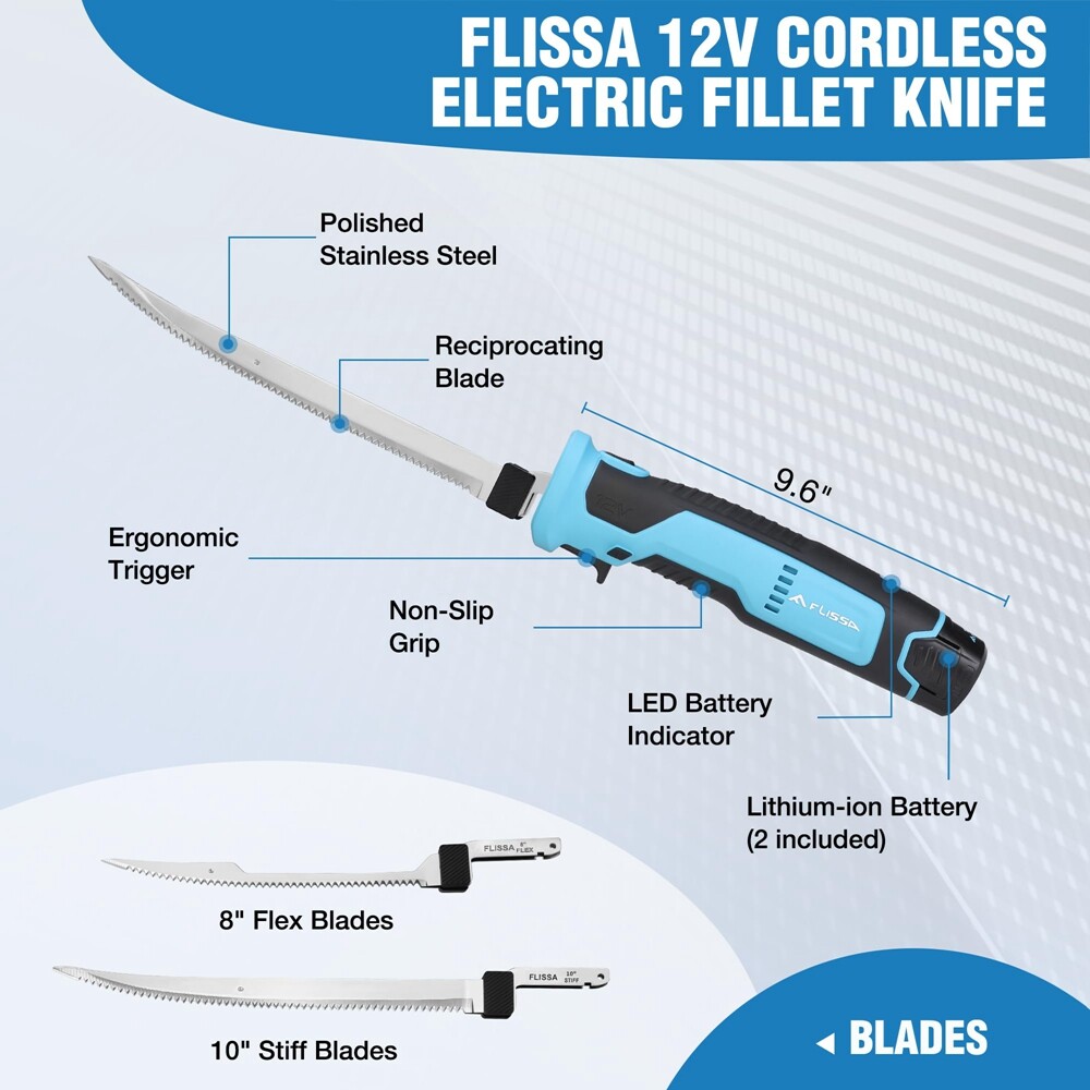 Cordless Electric Fillet Knife Rechargeable Electric Knife w/Non-Slip Handle NEW