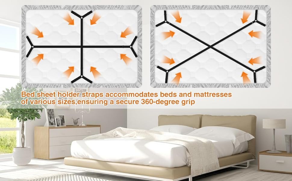 4 Pcs Sheet Straps, Adjustable Mattress Sheet Clips,Fitted Sheet Straps