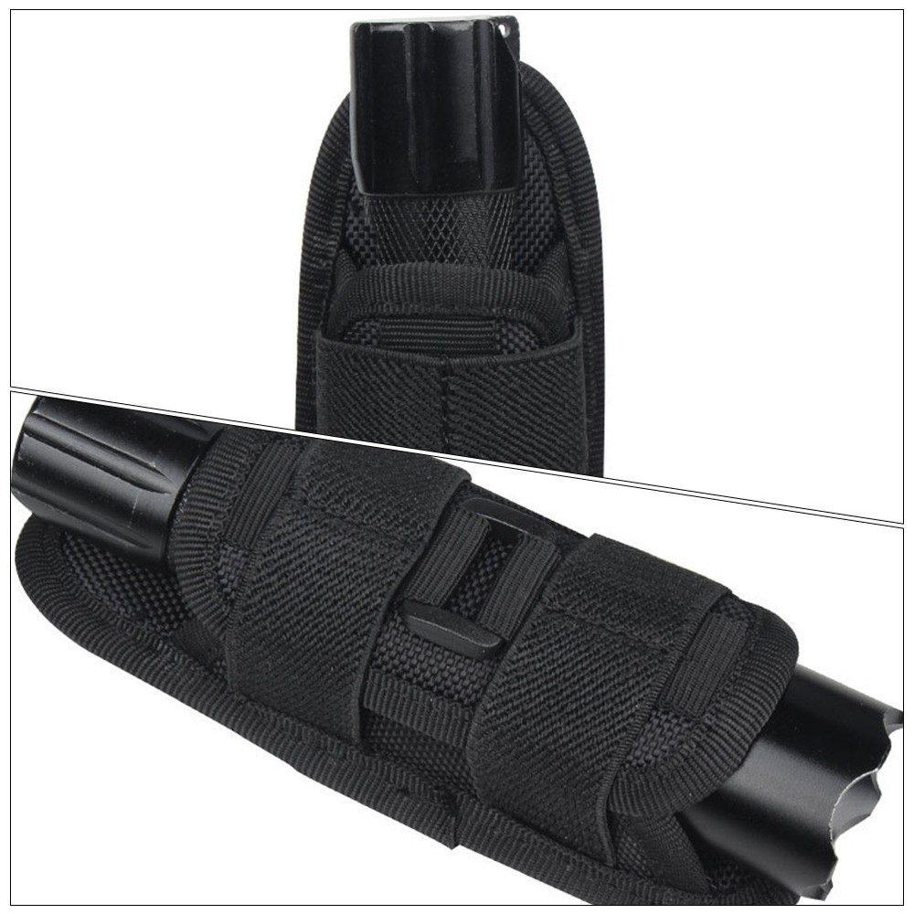 Outdoor Flashlight Pouch Rotatable Belt Clip Nylon Torch Protector