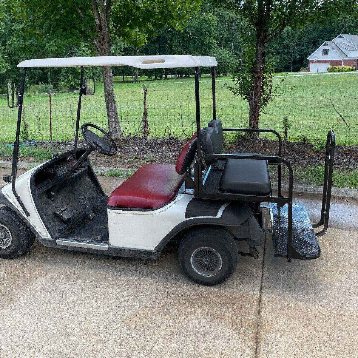 For 1995-UP EZGO TXT Golf Cart Flip Rear Seat Kit W/Roof Support Safety Grab Bar