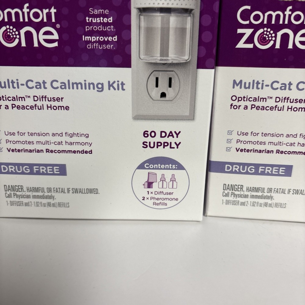 Comfort Zone Multi-Cat Calming Diffuser Home Kit for Cats, 2 Diffusers 4 Refills