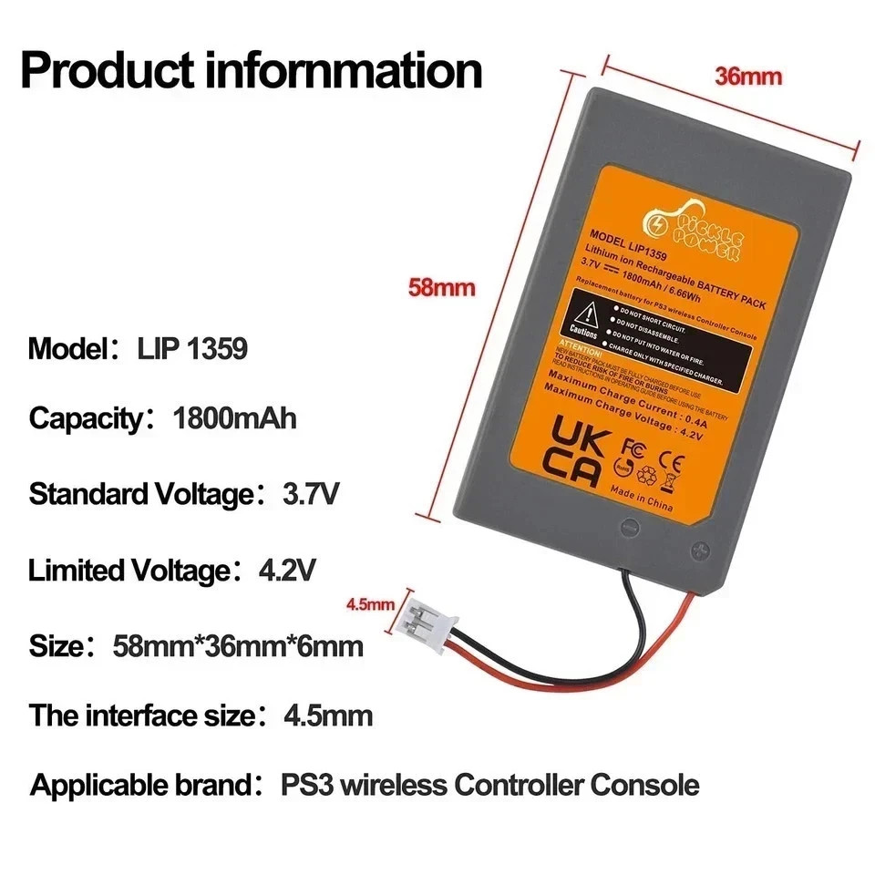 PS3 Controller Battery Replacement, 2 Pack LIP1359 Battery for Sony Playstati...