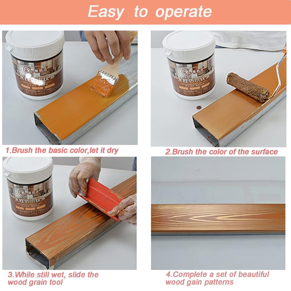 7Pcs Wood Grain Tool Set Painting Roller Texture Paint DIY Rubber Pattern Wall