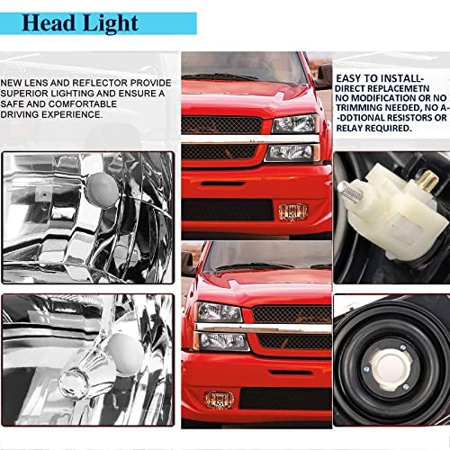 Headlight Tail Lights Assembly Combo Compatible with Black Housing Amber Corner