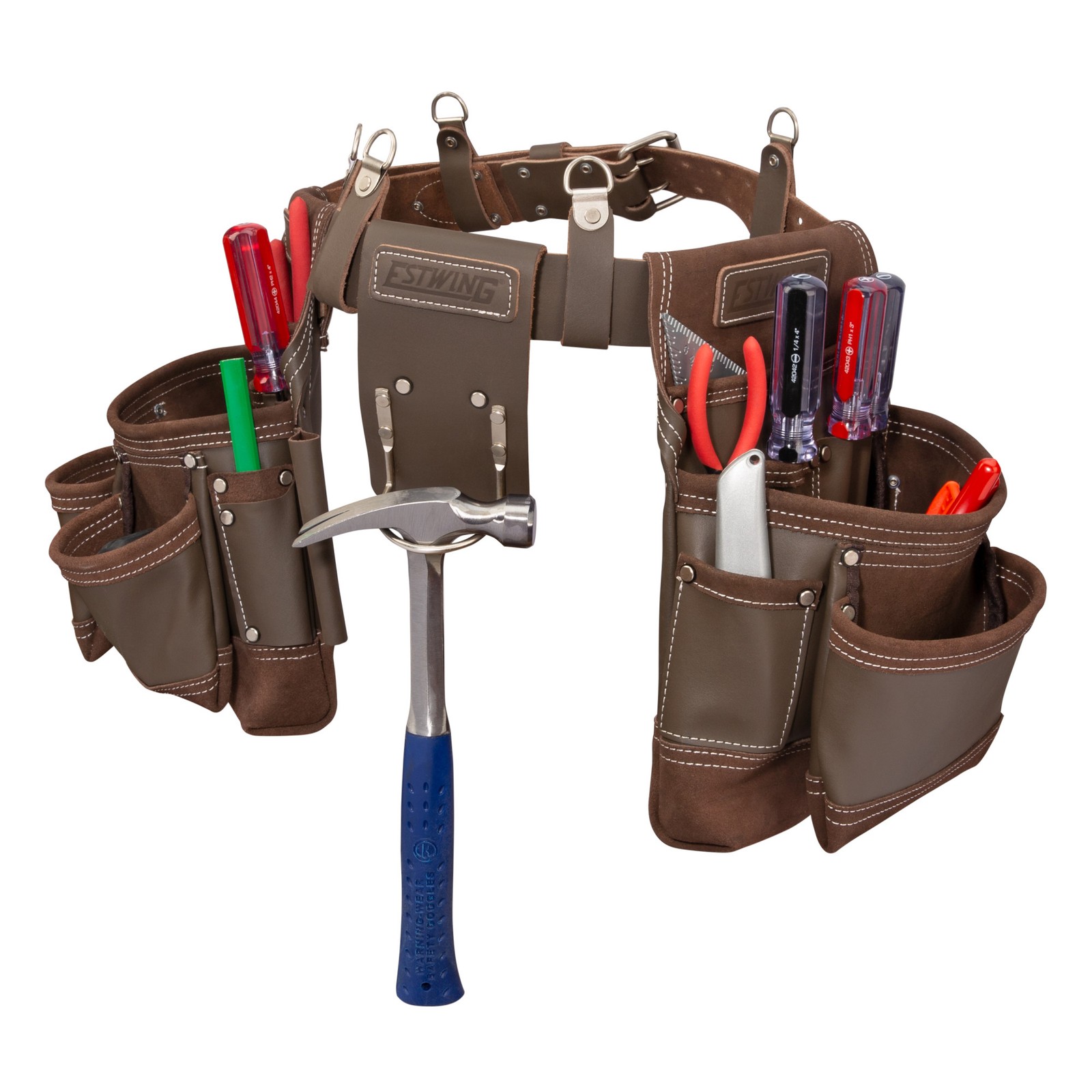Estwing 14 Pocket Leather Framer's Tool Belt Pouch Apron Set 94746