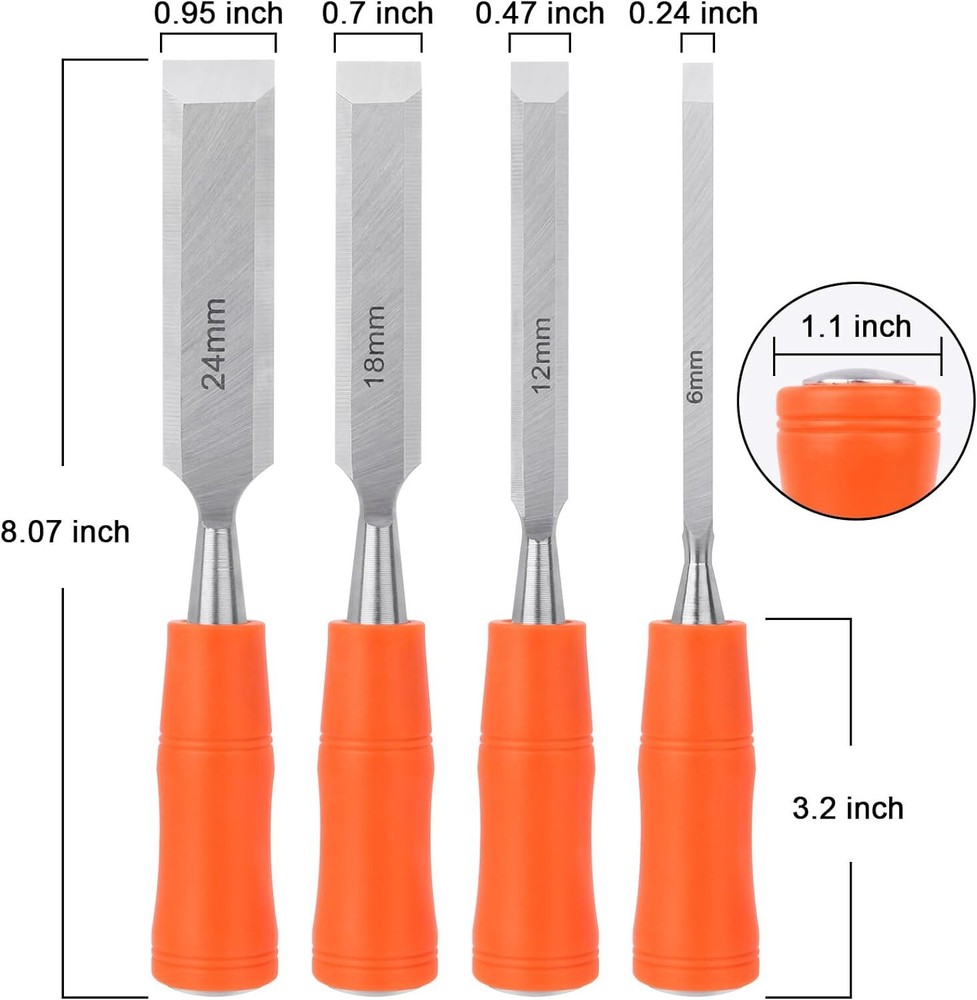 4 Piece Wood Chisel Sets Woodworking Tools Set, Chisels for 4 Pack