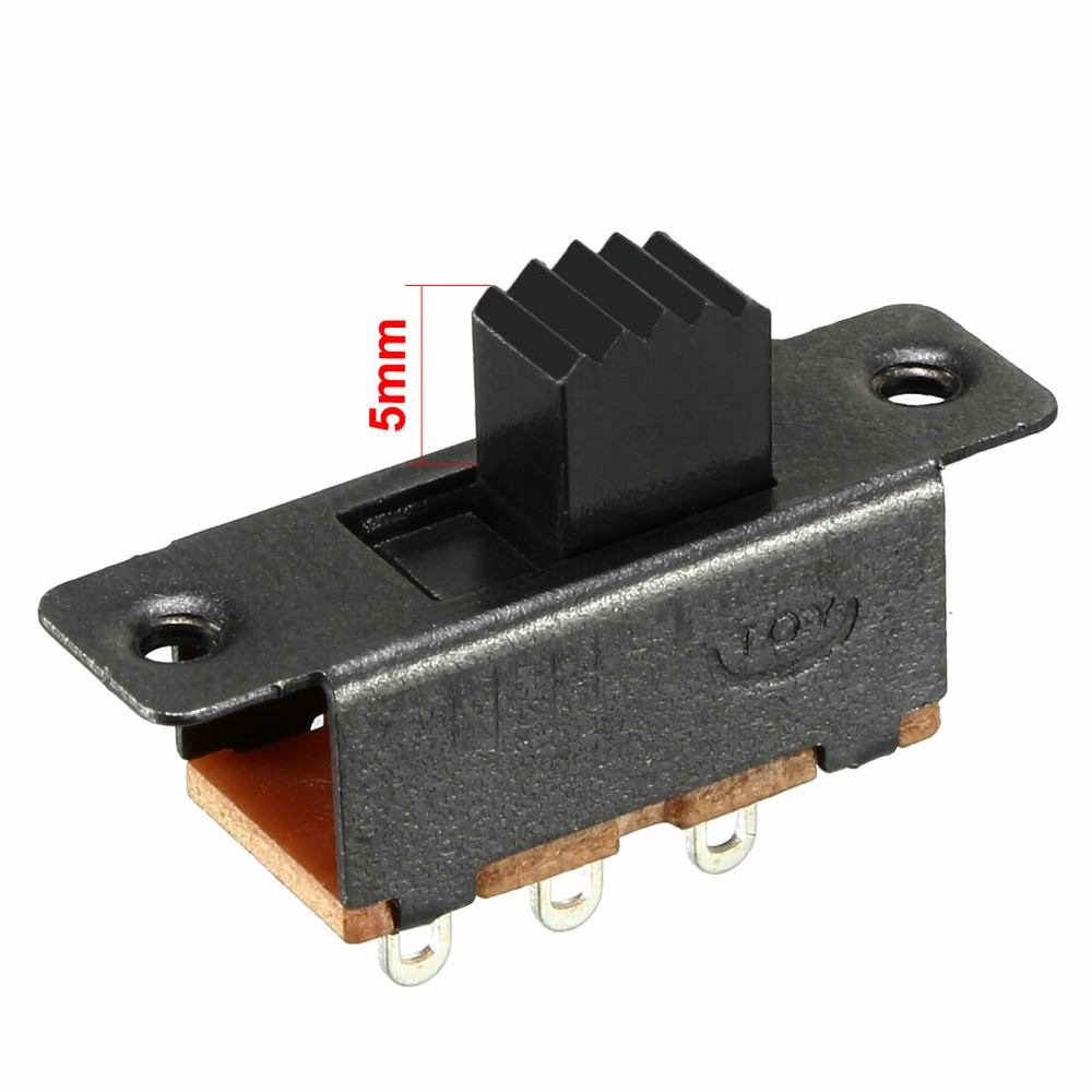 10Pcs 5mm Vertical Slide Switch SPDT 3 Terminals PCB Panel Latching