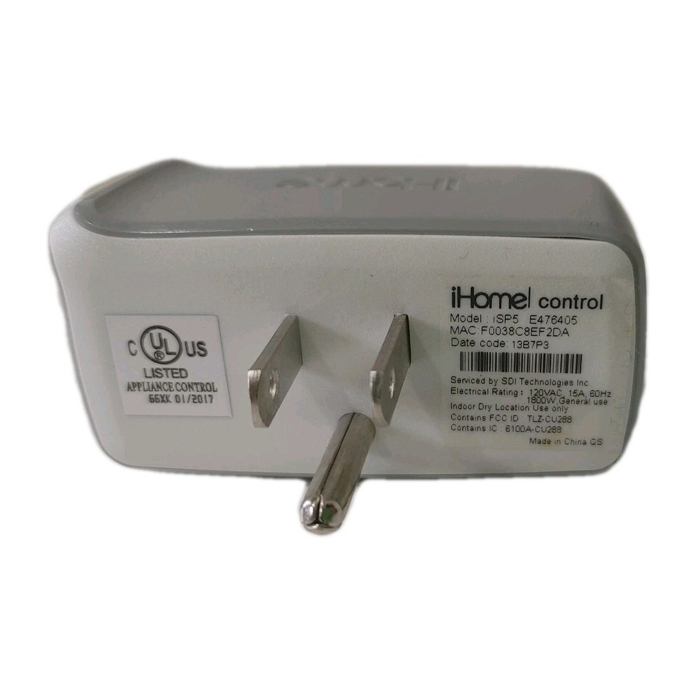 iHome Control iSP5 Smart Plug/Wireless Wall Socket Switch/Model# E476405