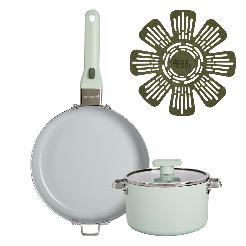 GoodCook Ceramic Cookware Set 5-Piece with Removable Handle, Induction...