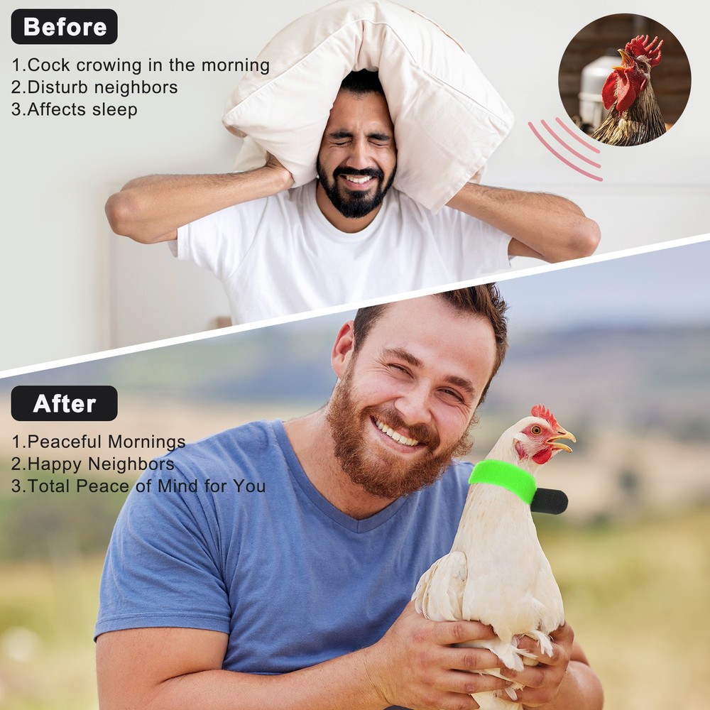 20-Pack Adjustable Polyester Rooster Collars for Poultry Birds [Green]