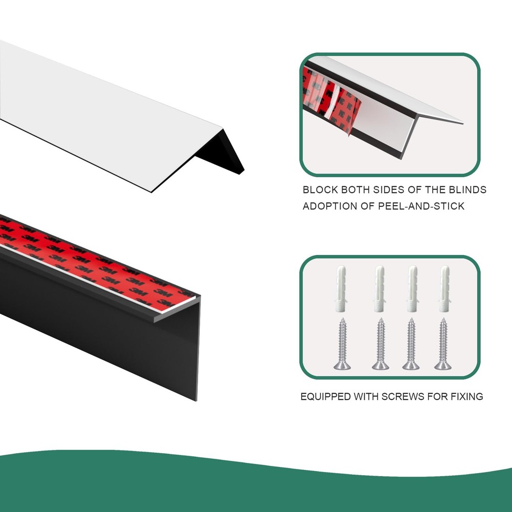 Bliwans Light Blocking Strips for Window Shades and Blinds, 2PCS, White-2pcs