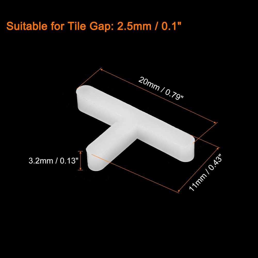 200Pcs Wall Floor Tile Plastic T Shape Spacers Tiling Tools 2.5mm 3/32" White
