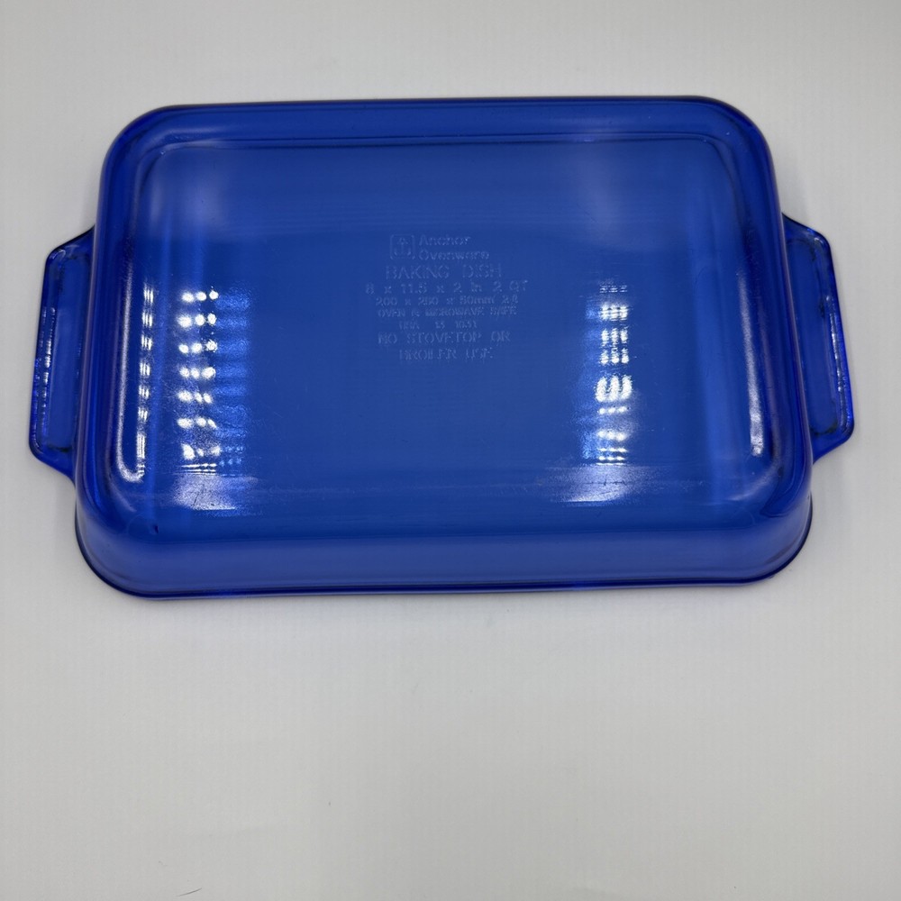 Anchor Ovenware 8"x11.5"x2” 2 Quart Baking Dish Blue