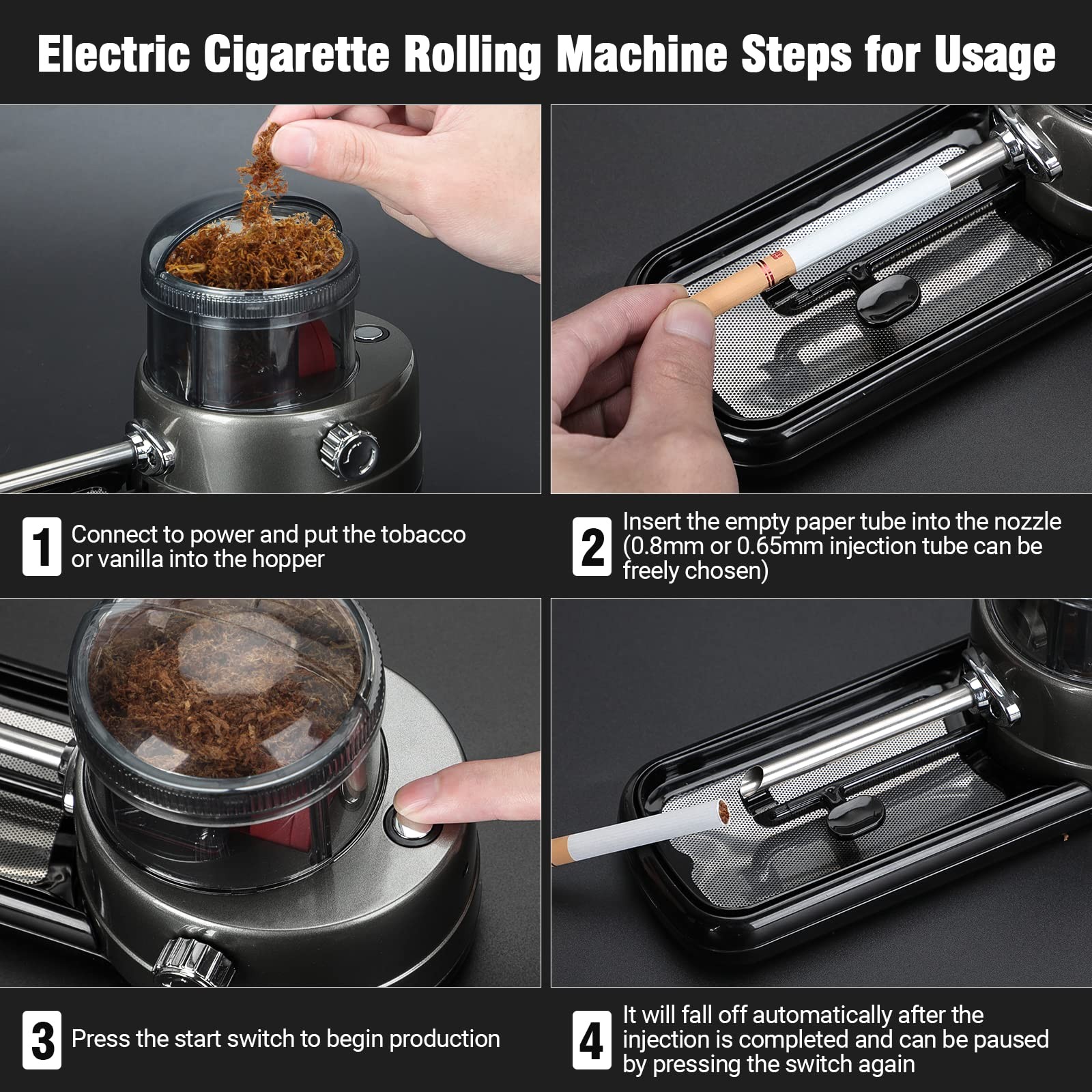 Electric Cigarette Rolling Machine, Portable Tobacco Injector Machine Can Grind